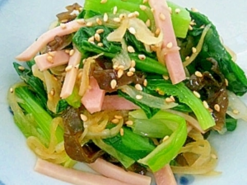 小松菜とハムの中華風和え物